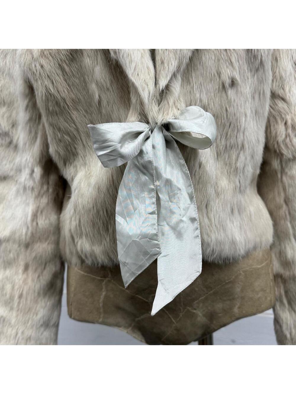 Vintage Y2K Cream Rabbit Fur Cropped Bolero Jacket - Picture 2 of 7